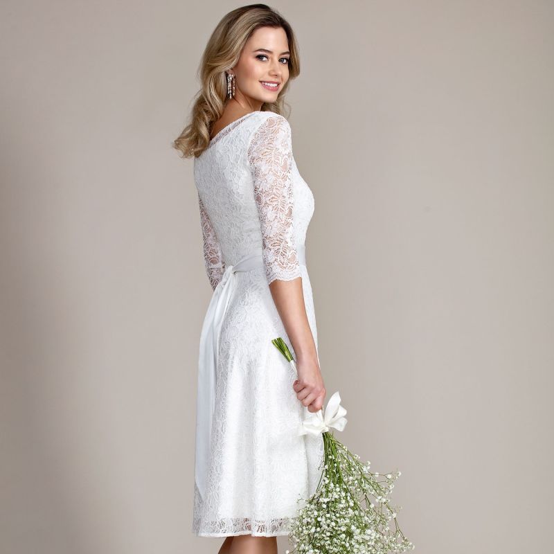 Arabella Short Lace Wedding Dress In Ivory | Alie Street London | Wolf ...