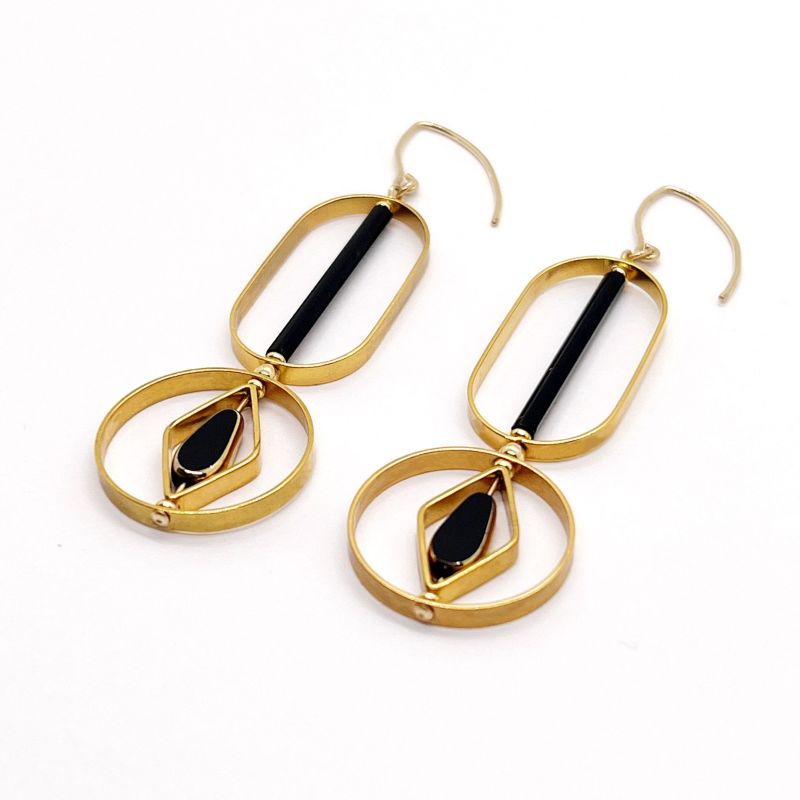 Black Art Deco Earrings image