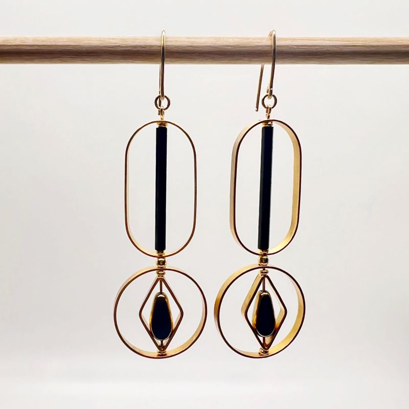 Black Art Deco Earrings image