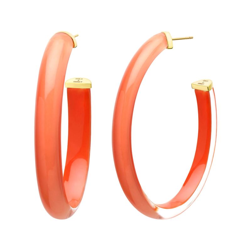 Xl Oval Illusion Hoops In Living Coral image