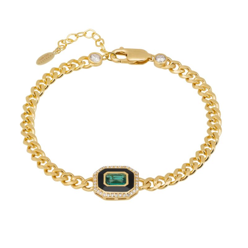 Art Deco Emerald And Enamel Bracelet Gold image