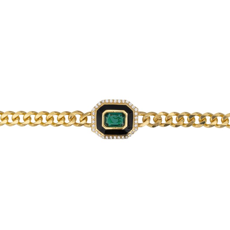 Art Deco Emerald And Enamel Bracelet Gold image