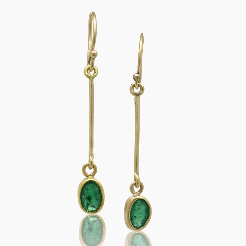 Art Deco Emerald Gold Earrings image