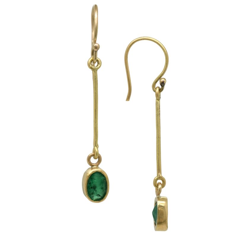 Art Deco Emerald Gold Earrings image