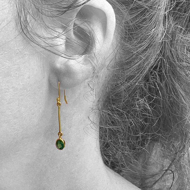 Art Deco Emerald Gold Earrings image