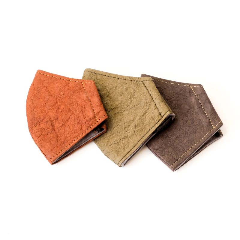 Paper Leather Face Mask Set Of 3 In Olive, Espresso, Saddle image