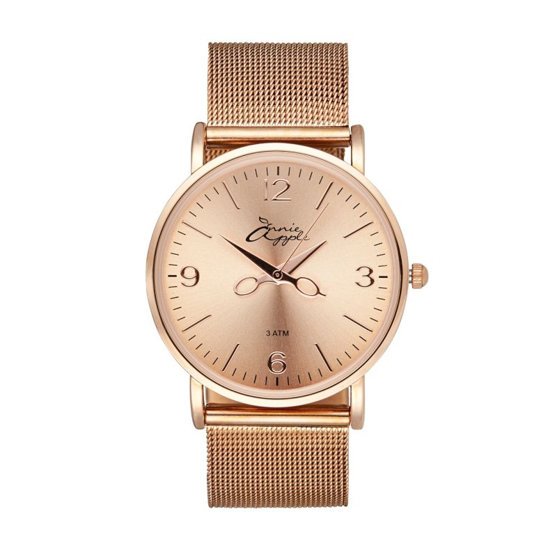 Annie Apple Alore Rose Gold Mesh Hairdresser Scissor Hands Watch image