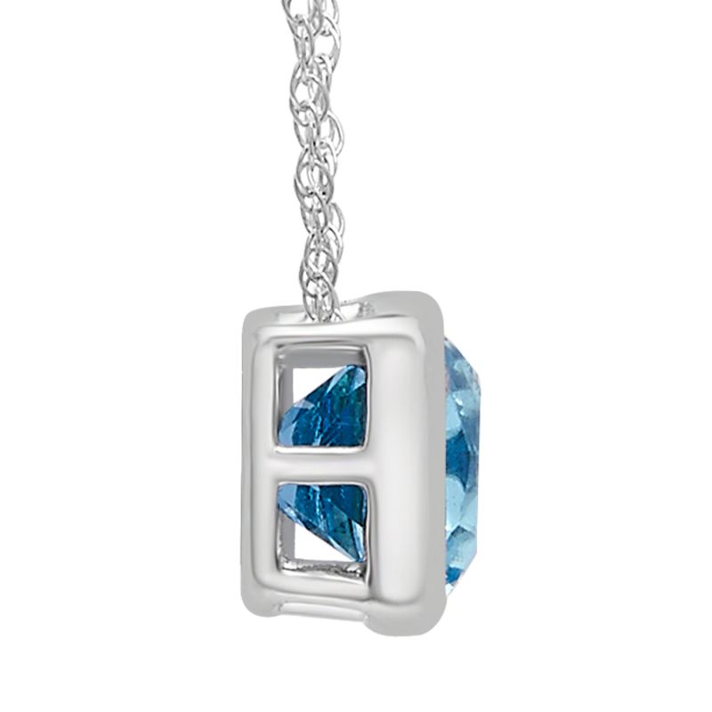 Ashley- Cushion Cut Blue Topaz Bezel Set Pendant In 10K White Gold image