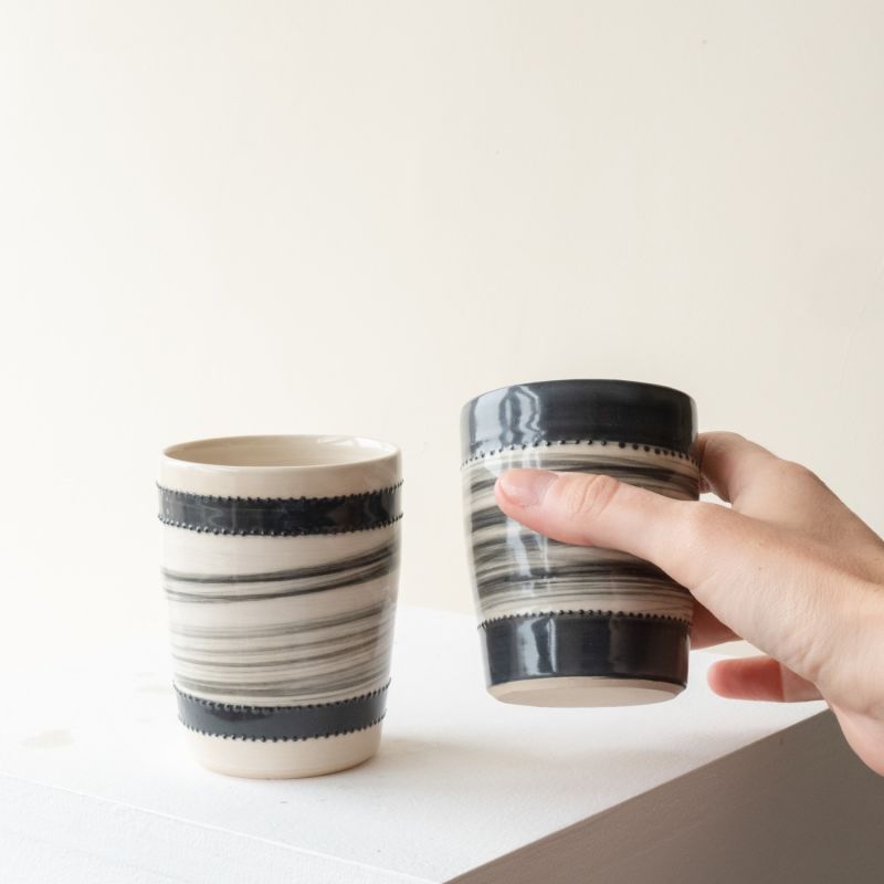 Ashley Sheekey Pair Of Slip Brushstroke Cups image