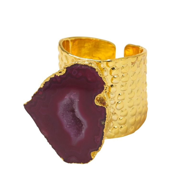 Raspberry Mega Gemstone Gold Statement Ring image