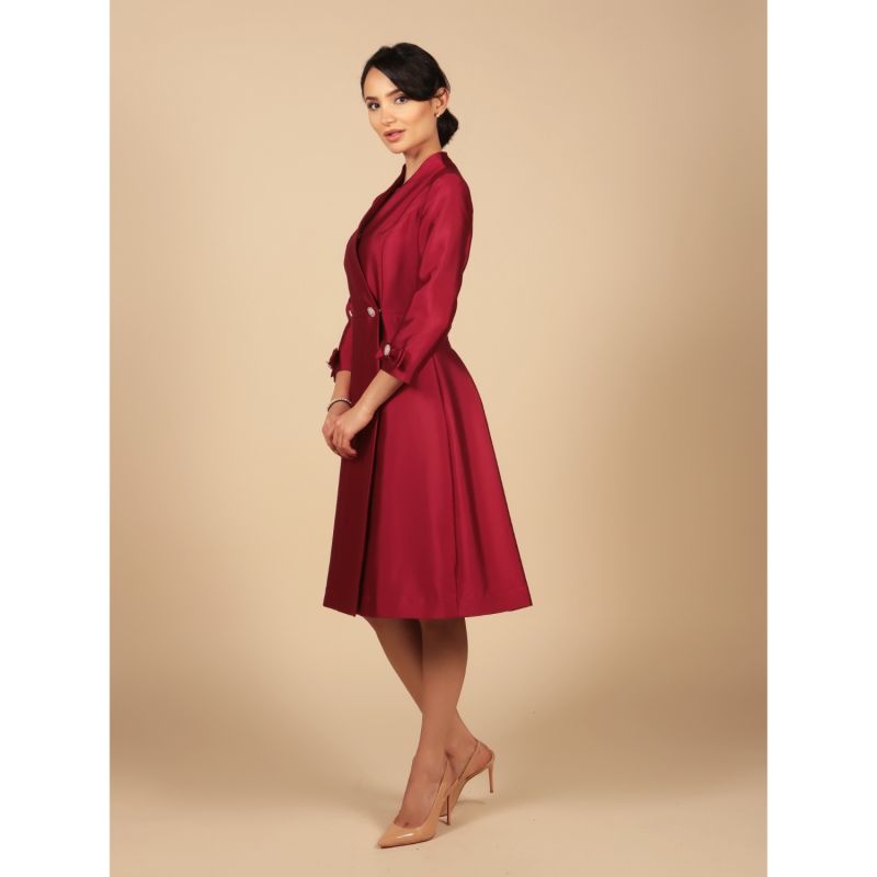 Astor 100% Wool & Silk Dress Coat In Rosa image