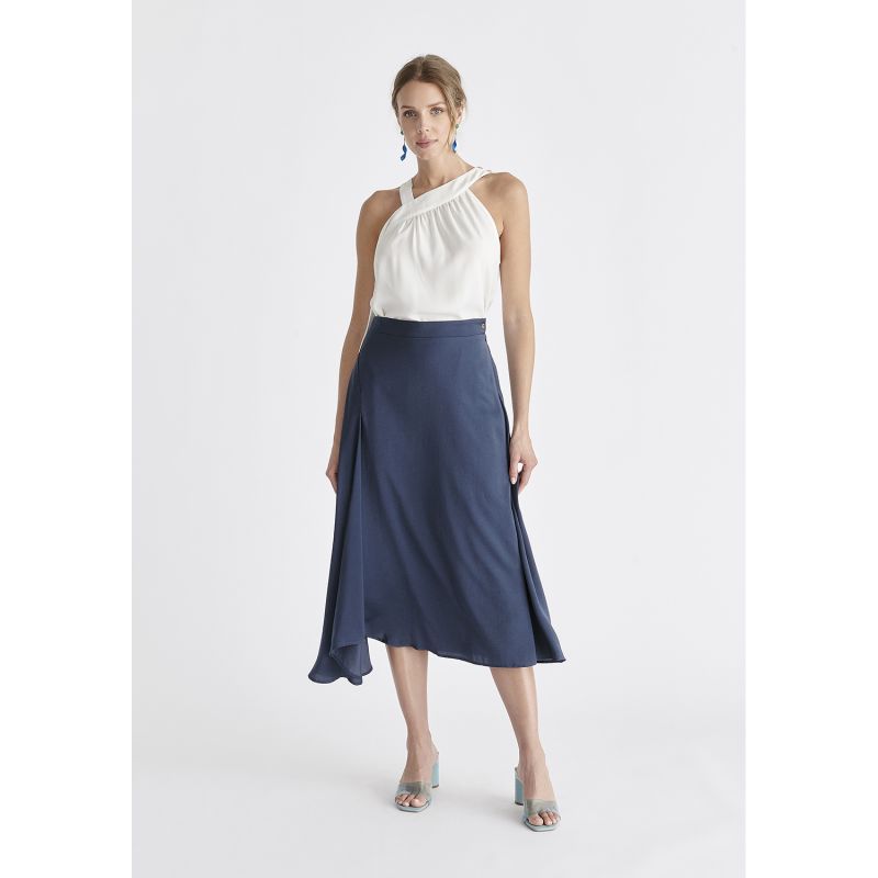 Asymmetric Hem Skirt In Navy image