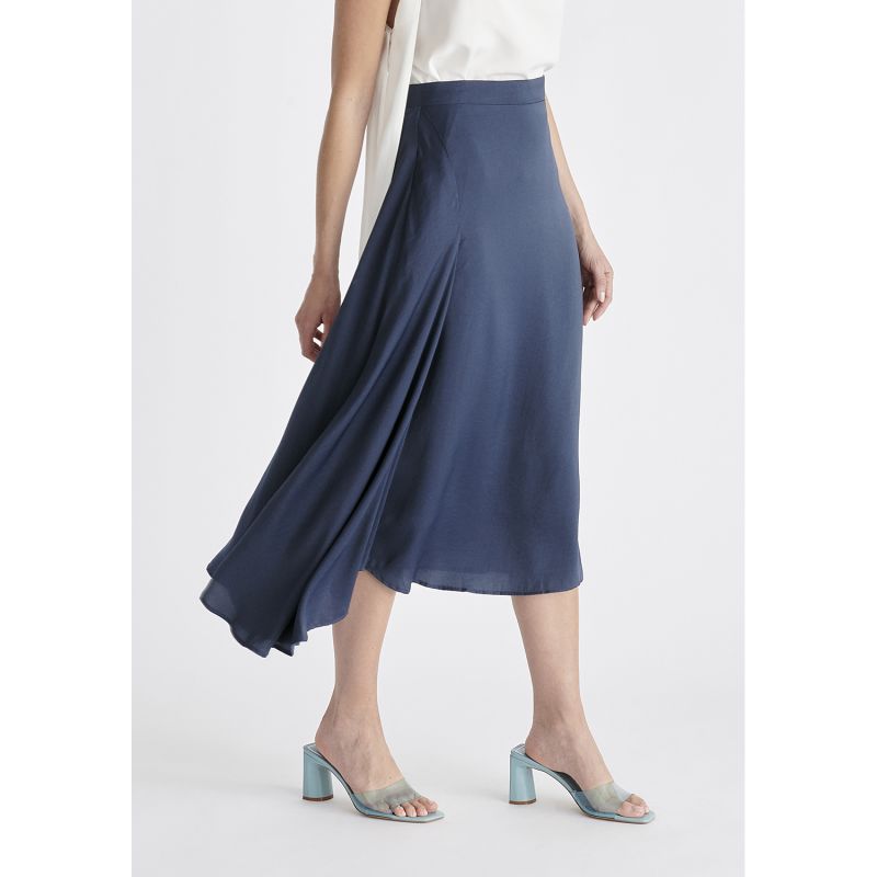 Asymmetric Hem Skirt In Navy image