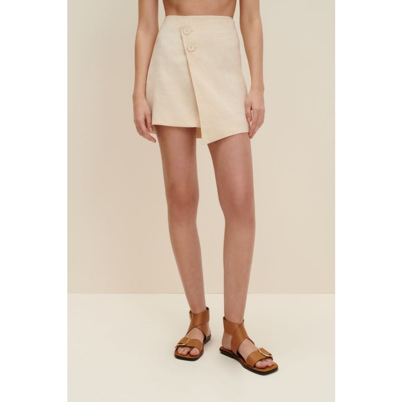 Asymmetric Mini Skirt In Sandy Beige image