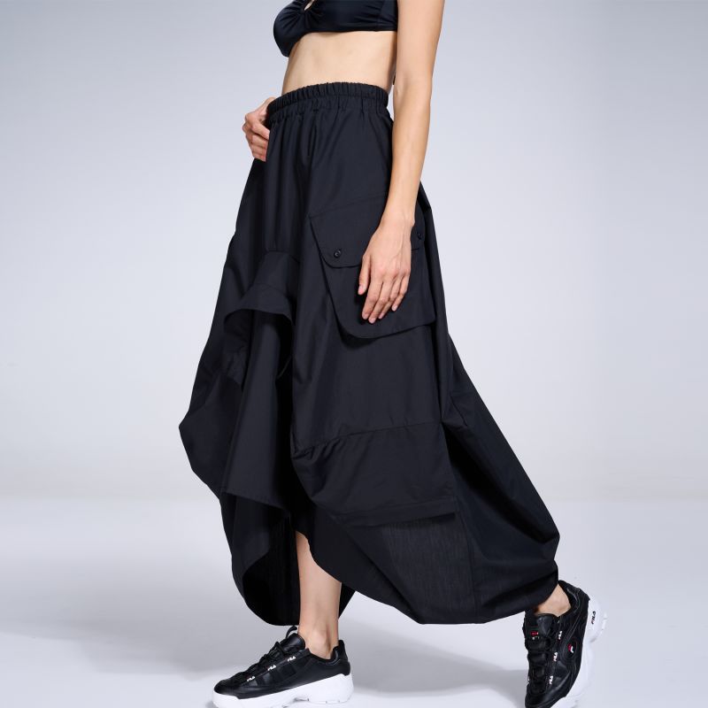 Asymmetrical Black Maxi Skirt image