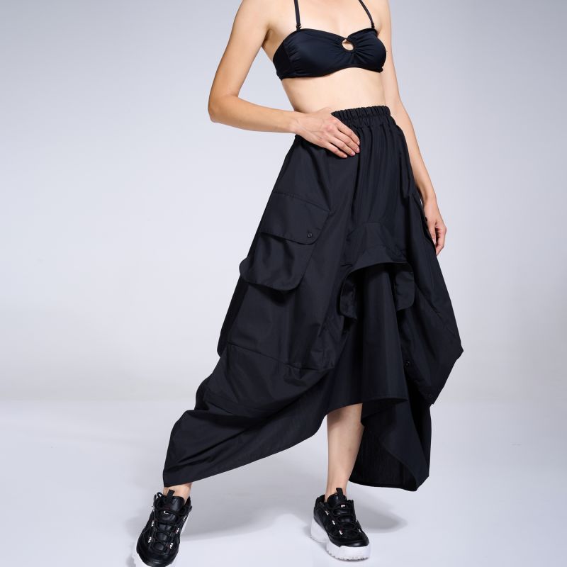 Asymmetrical Black Maxi Skirt image