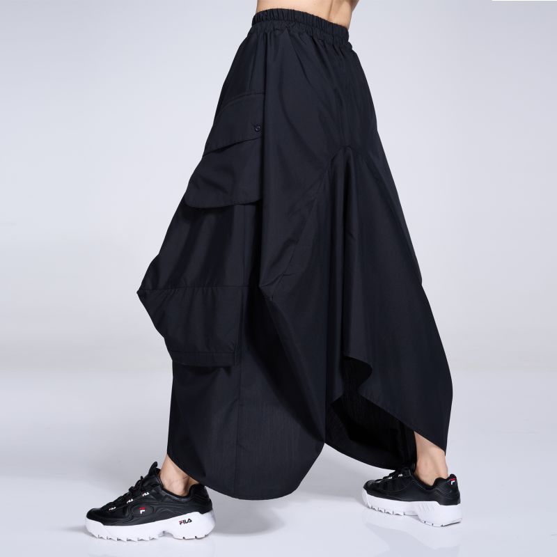 Asymmetrical Black Maxi Skirt image