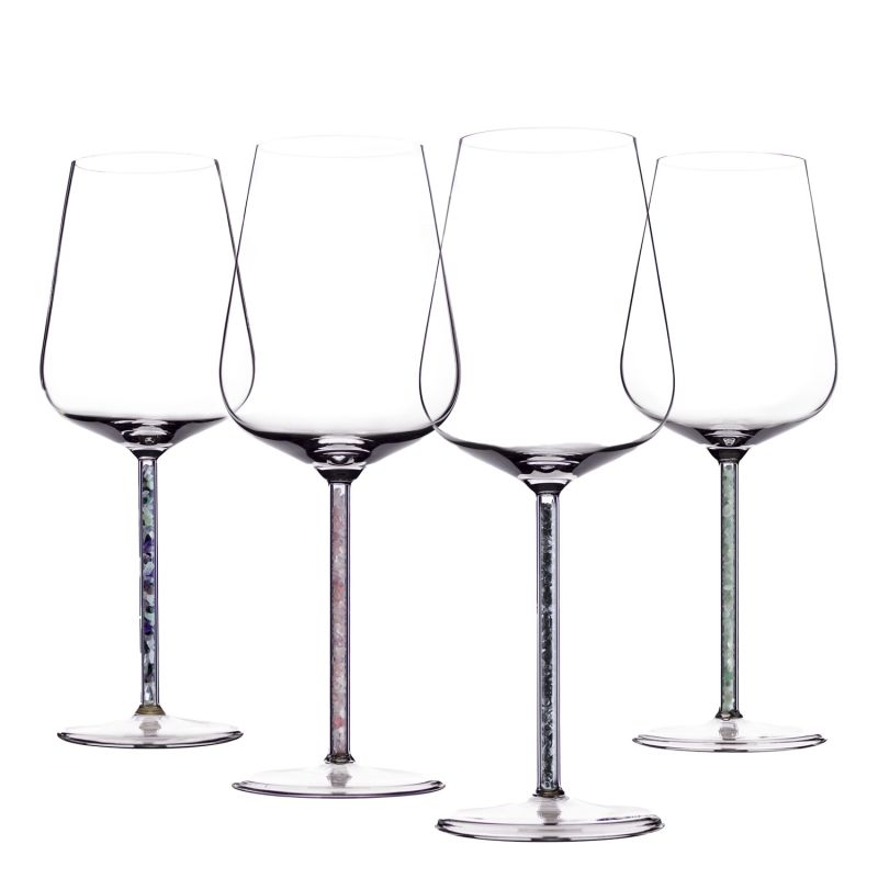 Assorted Crystal-Stemmed Wine Glasses - Four Piece