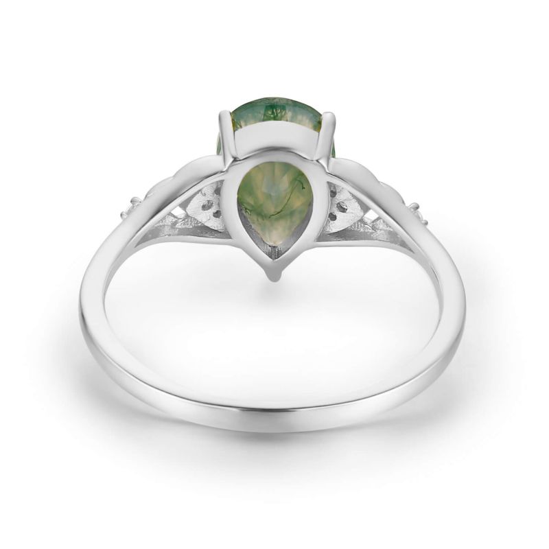 At First Sight Moss Agate Ring White Gold Vermeil image