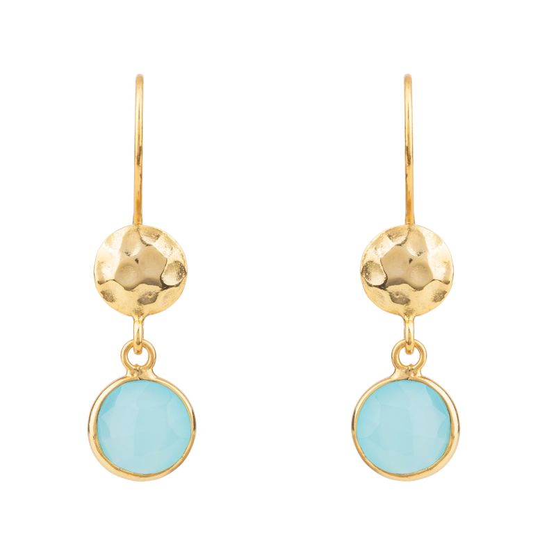 Circle & Hammer Earrings Gold Aqua Chalcedony image