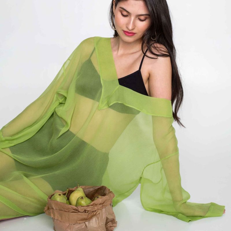 Silk Kaftan In Lime image