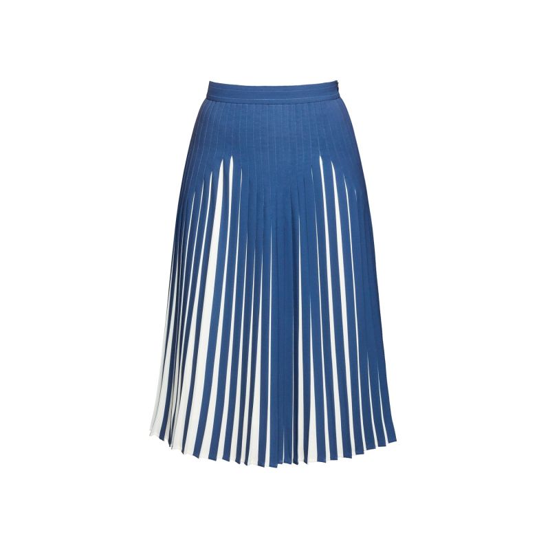 Penelope Azure Blue Pleated Two-Tone Midi Skirt image