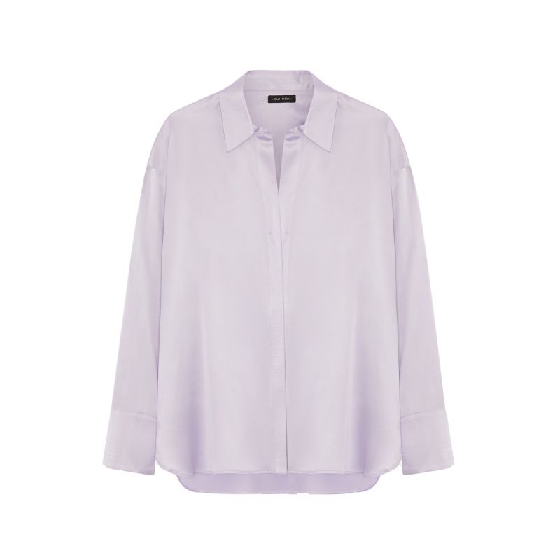 Audrey Oversized Silk Shirt - Silver image