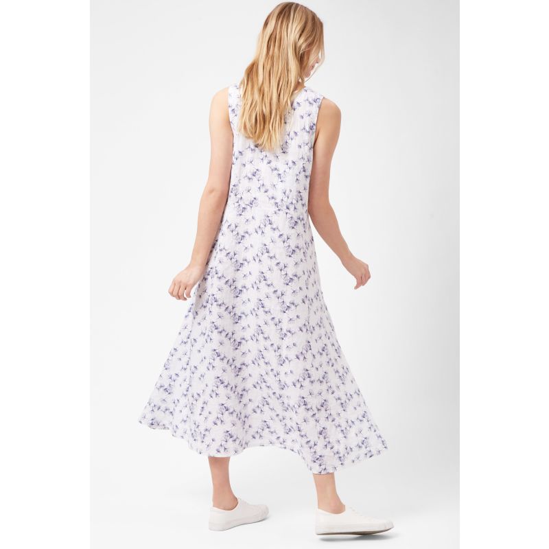 Maxi Linen Print Dress - White image