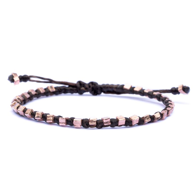 Aurora Brown Cord And Vermail Rose Gold Bracelet - Brown image