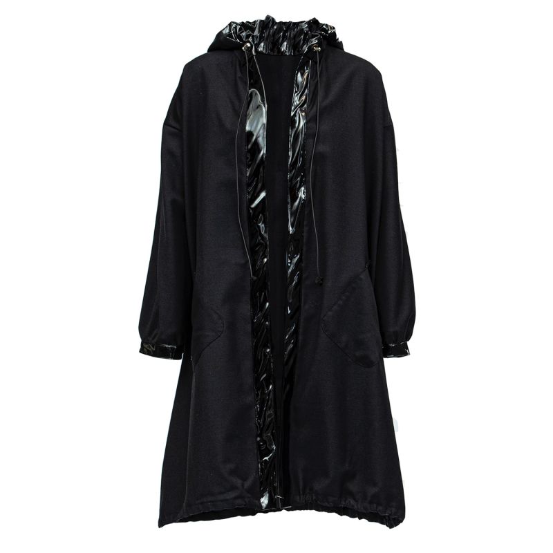 Joanna - Hooded Wool Trench Coat - Black image