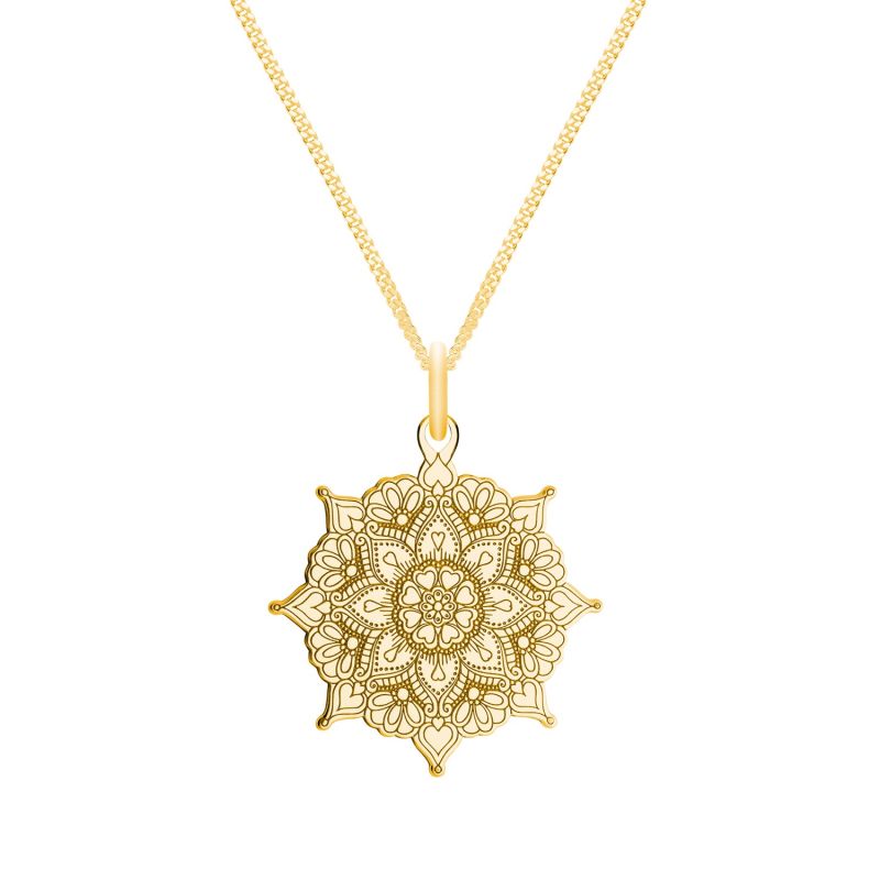 Medium Gold Classic Mandala Pendant Necklace image