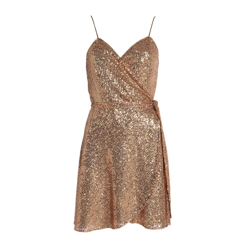 Eloise Sequin Wrapdress In Gold image