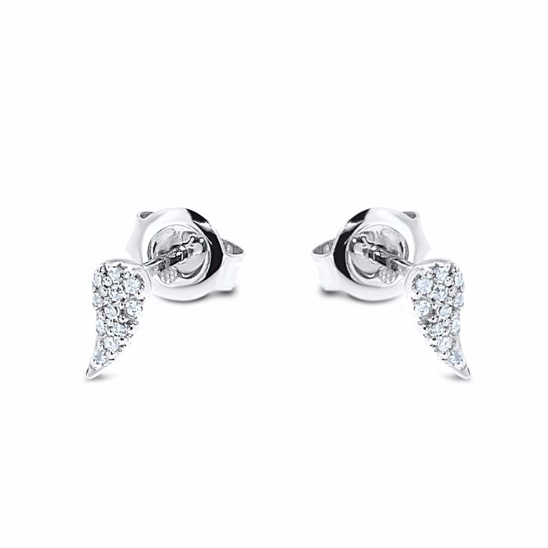 Angel Wing Diamond Studs 14k White Gold image