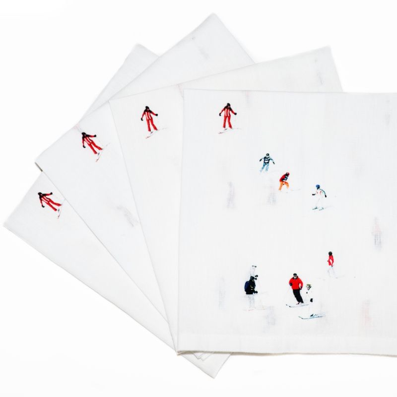 Skiers Printed Linen Napkins - Set of 4 image