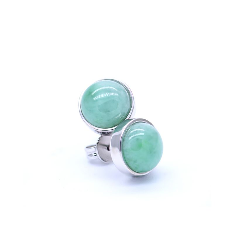 Eden Earring Studs In Apple Green Jade With White Finish image