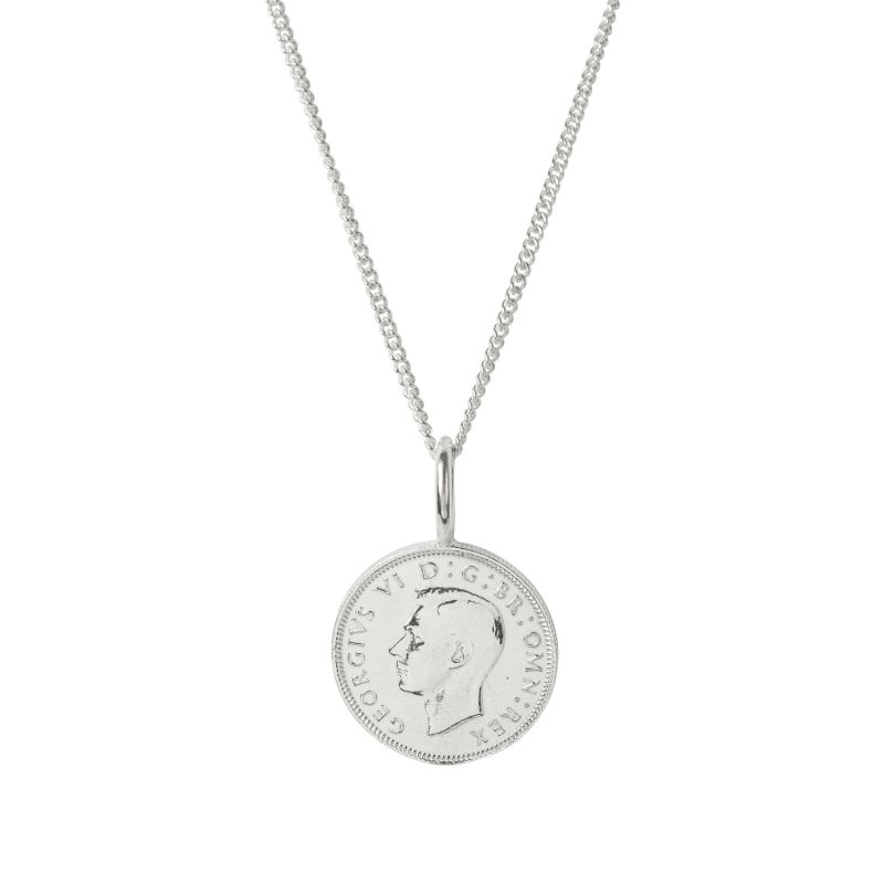 British Shilling Coin Necklace In Silver image