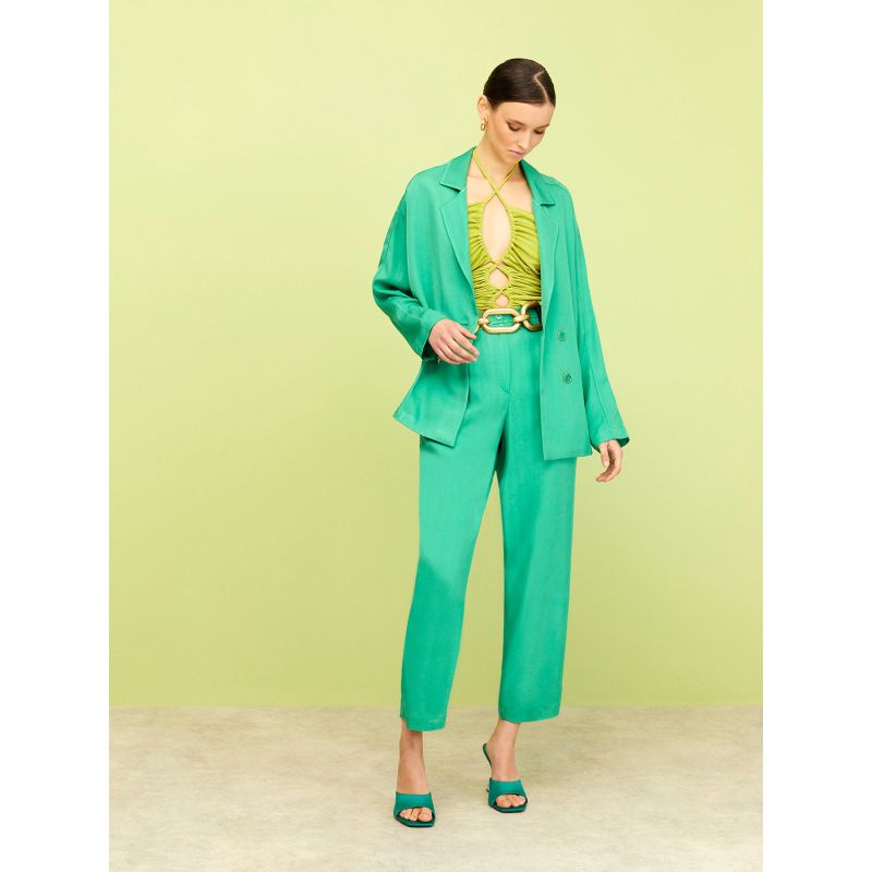 High-Waisted Carrot Pants-Green, NOCTURNE