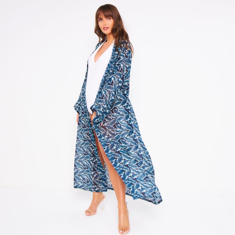 Foglia Blu Maxi Kimono image