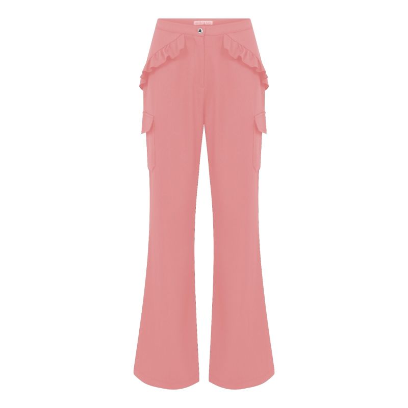 Baby Pink Frilled Pants With Side Pockets image