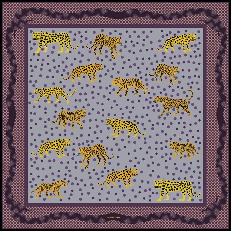 Silk Bandana With Yellow Leopards image