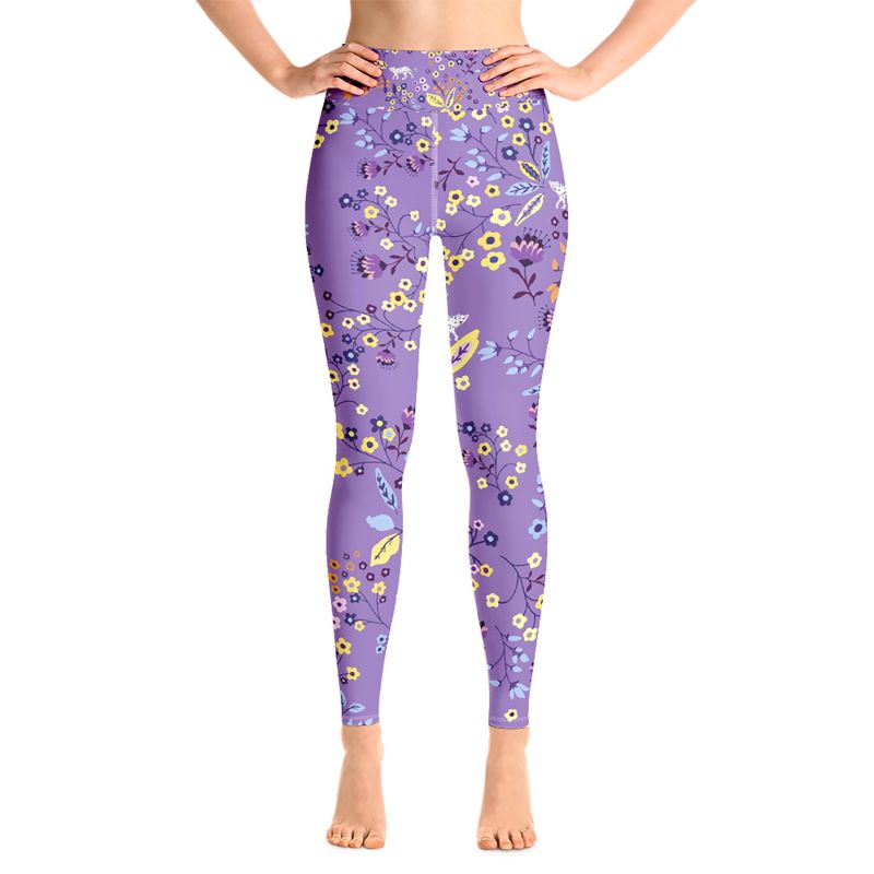 High Waist Yoga Leggings In Purple Garden image