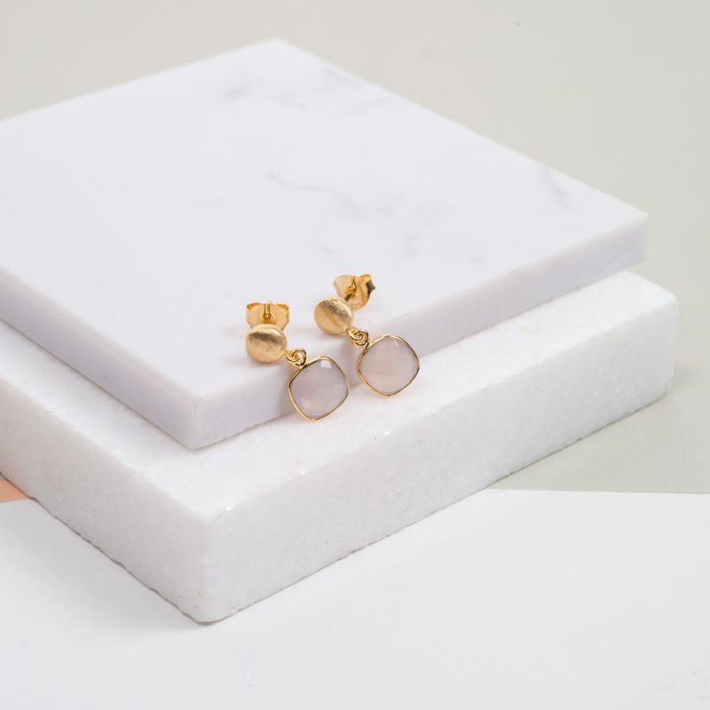 Iseo Pink Chalcedony & Gold Vermeil Earrings image