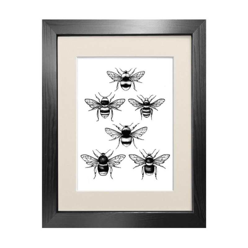 'British Bees' - Fine Art Print A4 image