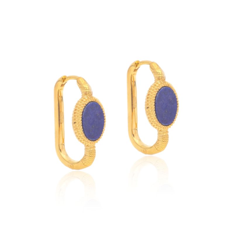 Kora Gold Link Hoops - Lapis image