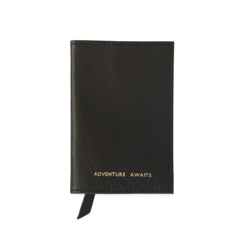 Adventure Awaits Black Leather Passport Cover image