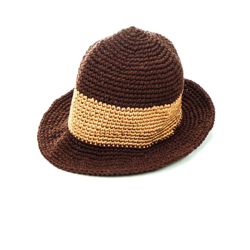 Brown Creamy Macrame Hat image