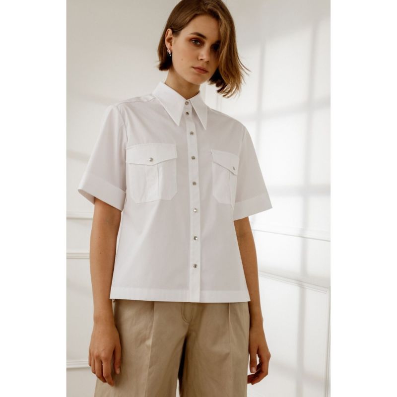 April Short-Sleeved Blouse In Pure White image