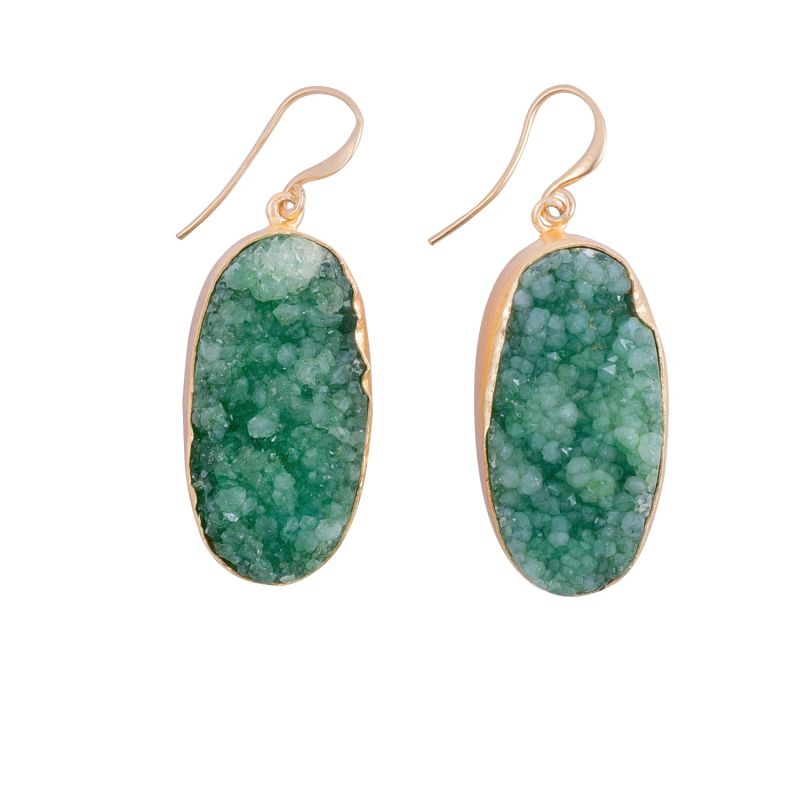 Green Raw Druzy Earrings image