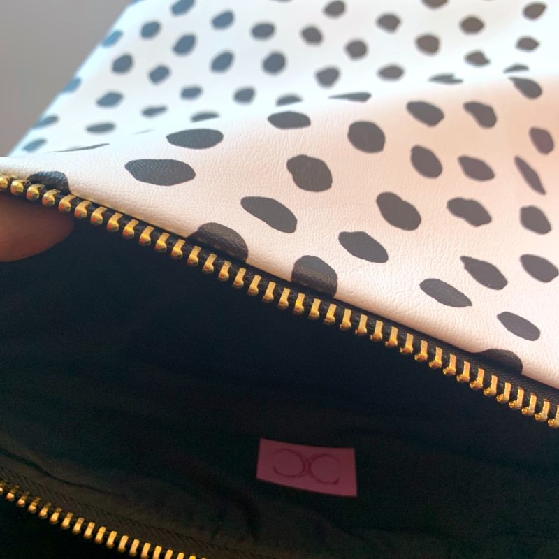 White & Black Spot Vegan Handbag image