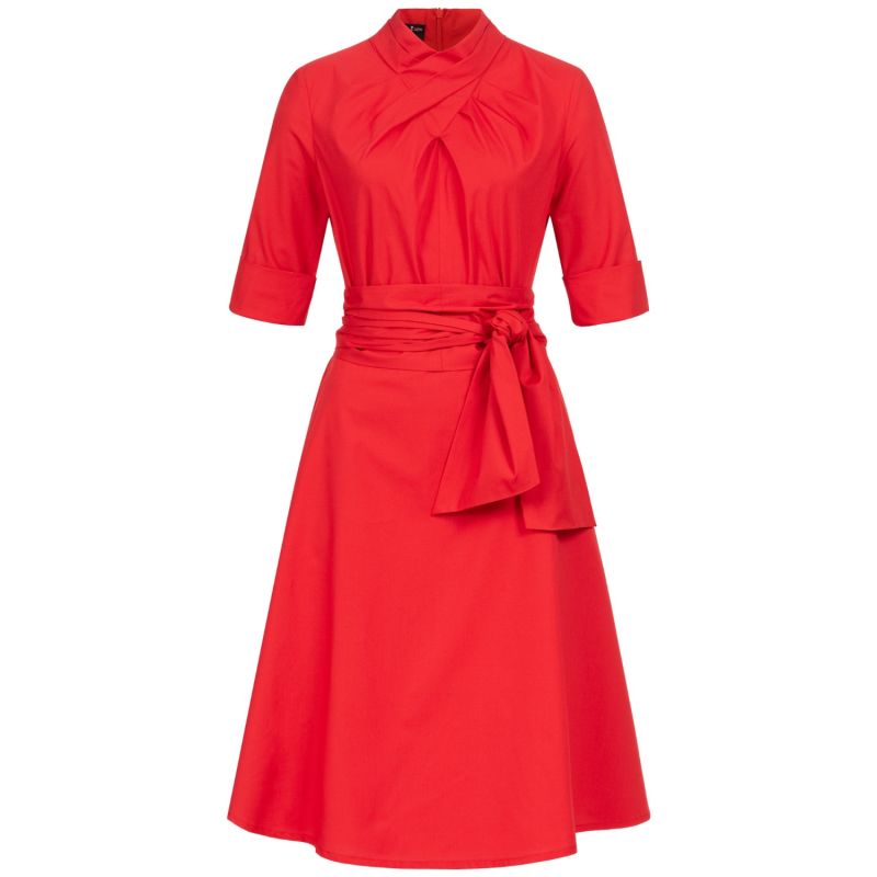 Franchesca Dress Red With Two Belts | Marianna Déri | Wolf & Badger